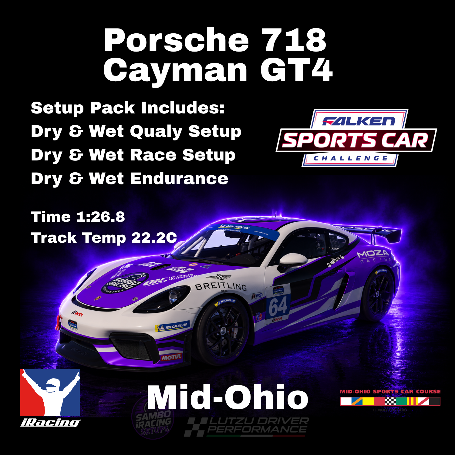 Porsche 718 Cayman GT4 Mid-Ohio Full iRacing Setup