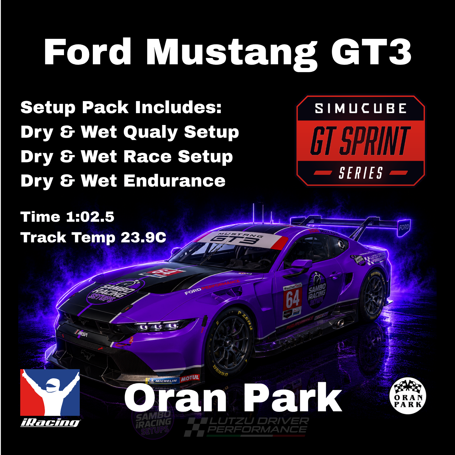 Ford Mustang GT3 Oran Park iRacing Setups