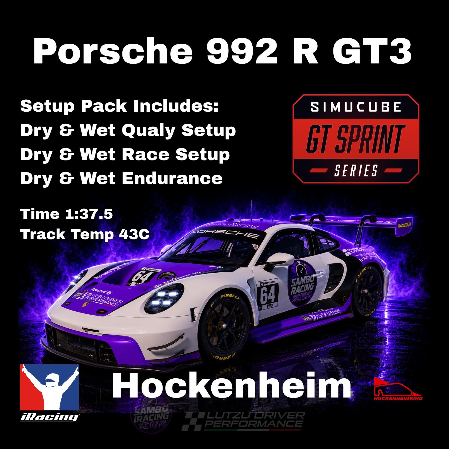Porsche 992 R GT3 Hockenheim iRacing Setups