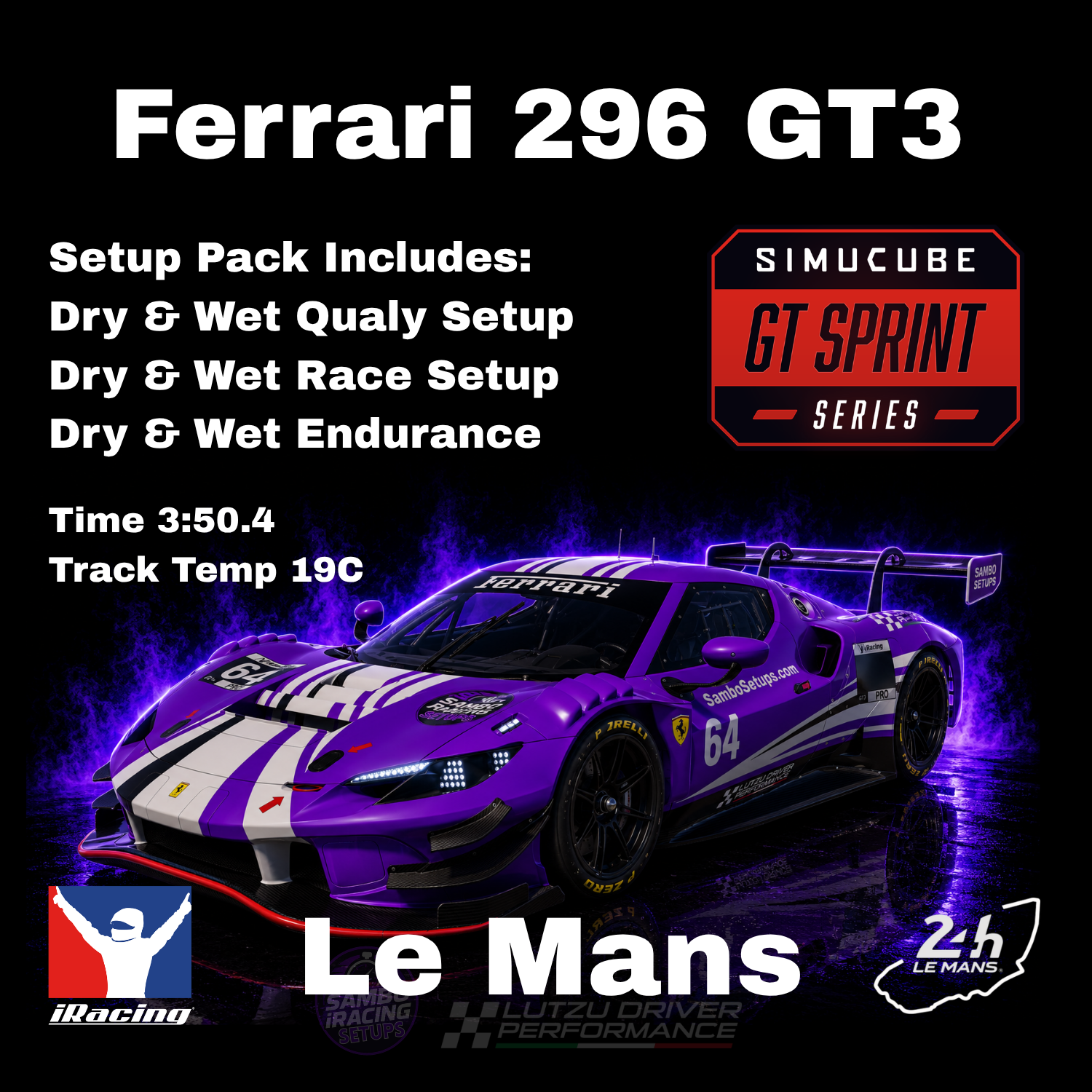 Ferrari 296 GT3 Le Mans iRacing Setups