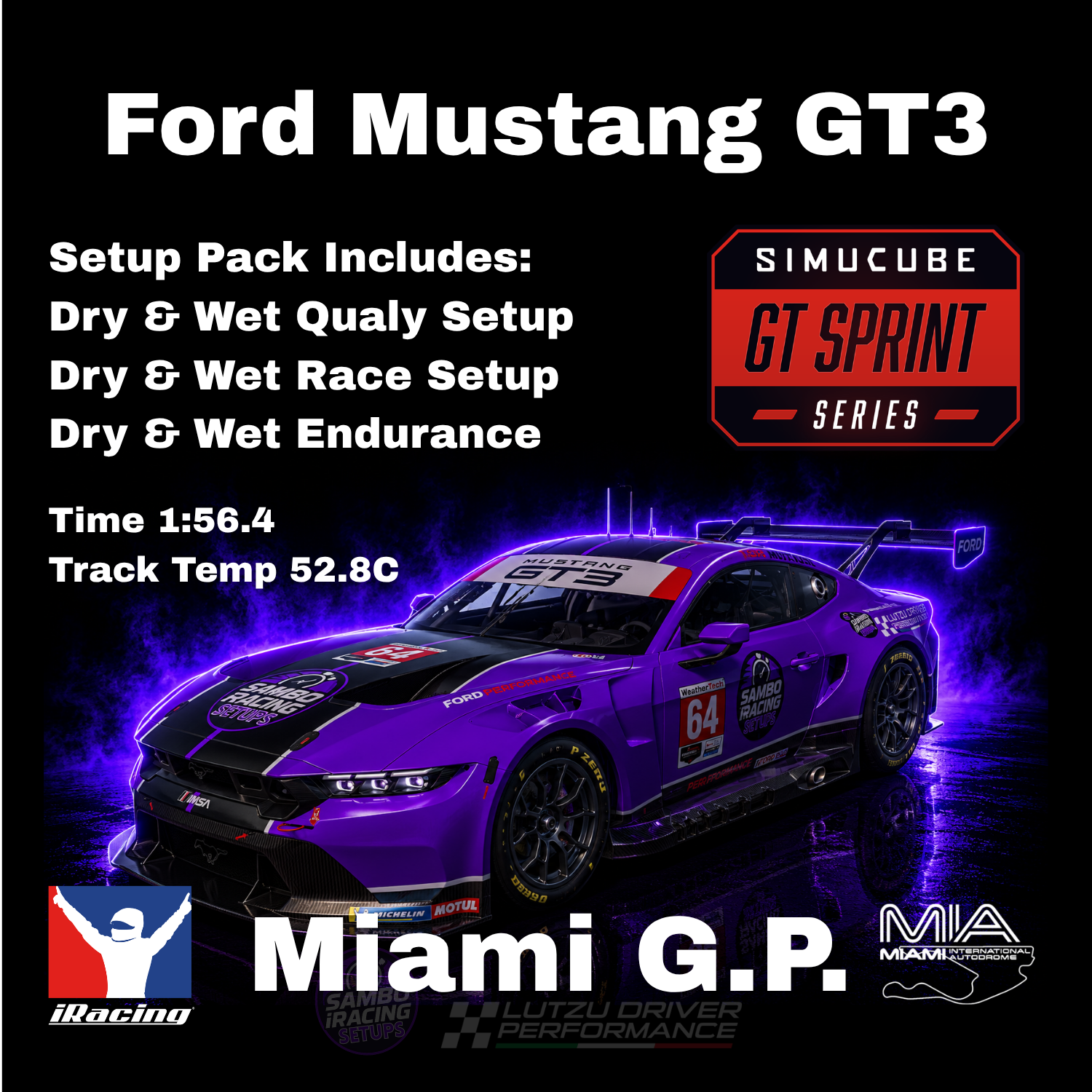 Ford Mustang GT3 Miami G.P. iRacing Setups