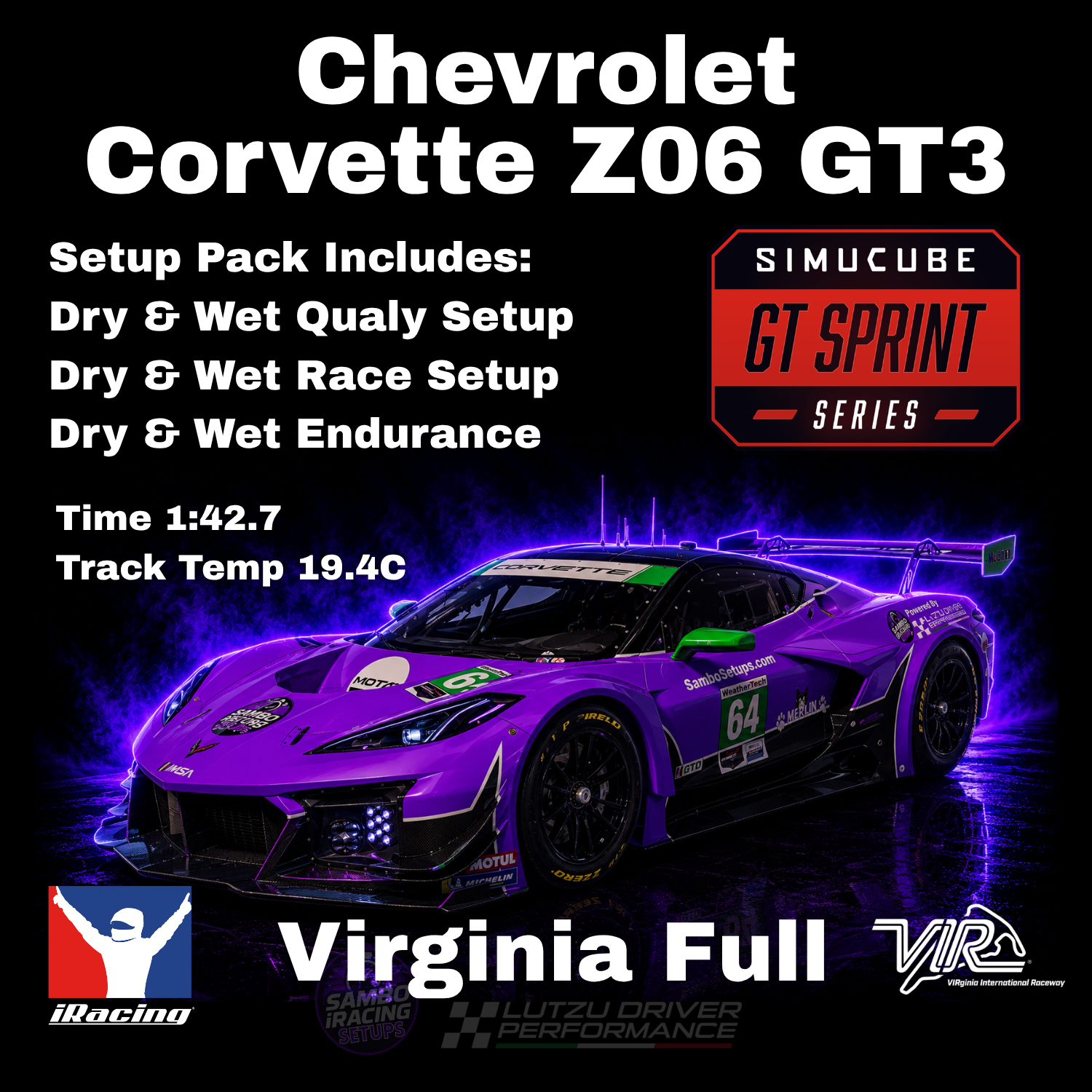 Corvette Z06 GT3 Virginia Int. Raceway iRacing Setups
