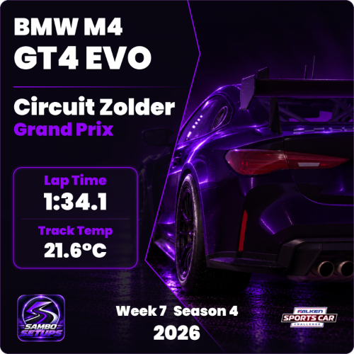 BMW M4 GT4 Zolder G.P. iRacing Setups