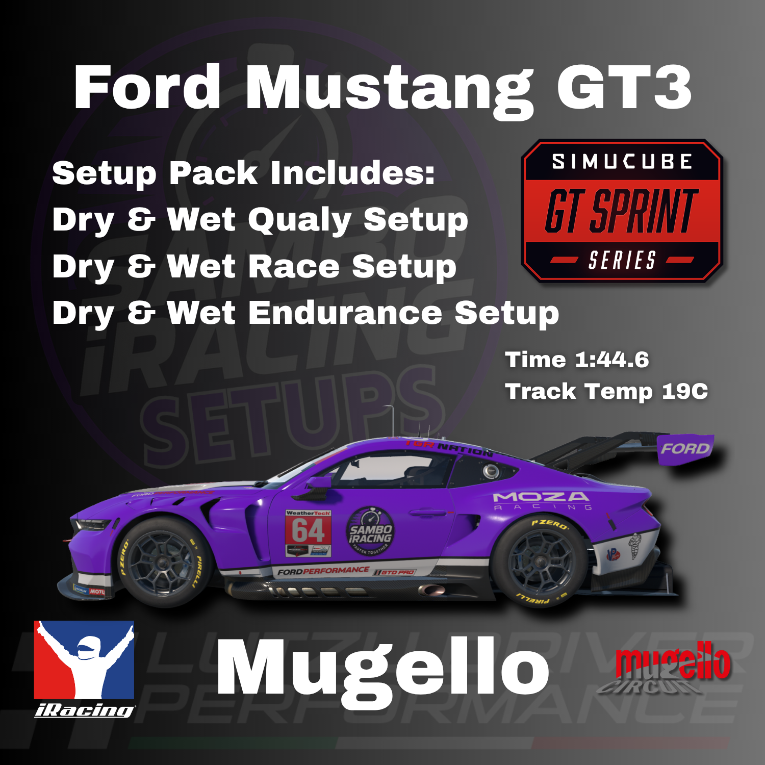 Ford Mustang GT3 Mugello iRacing Setups