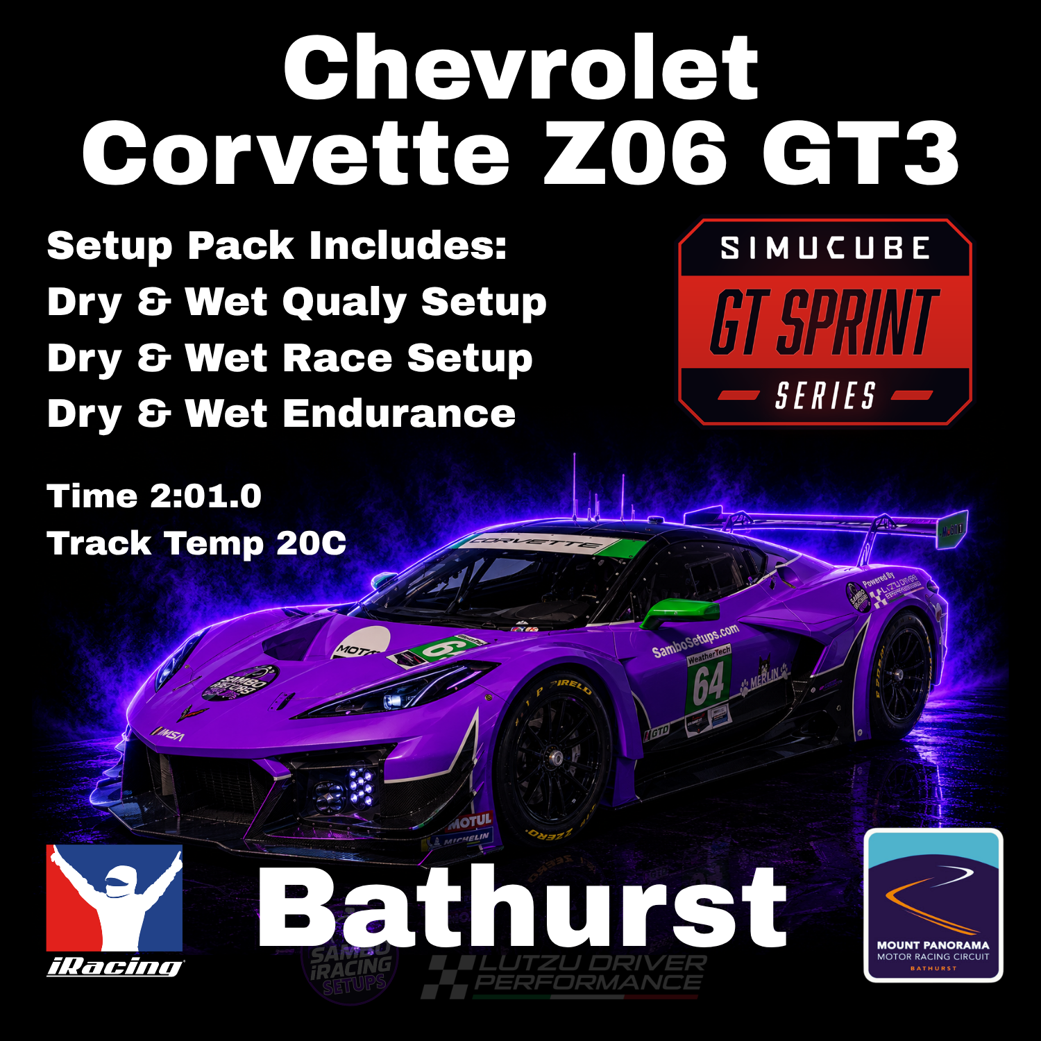 Corvette Z06 GT3 Bathurst GT Sprint iRacing Setups