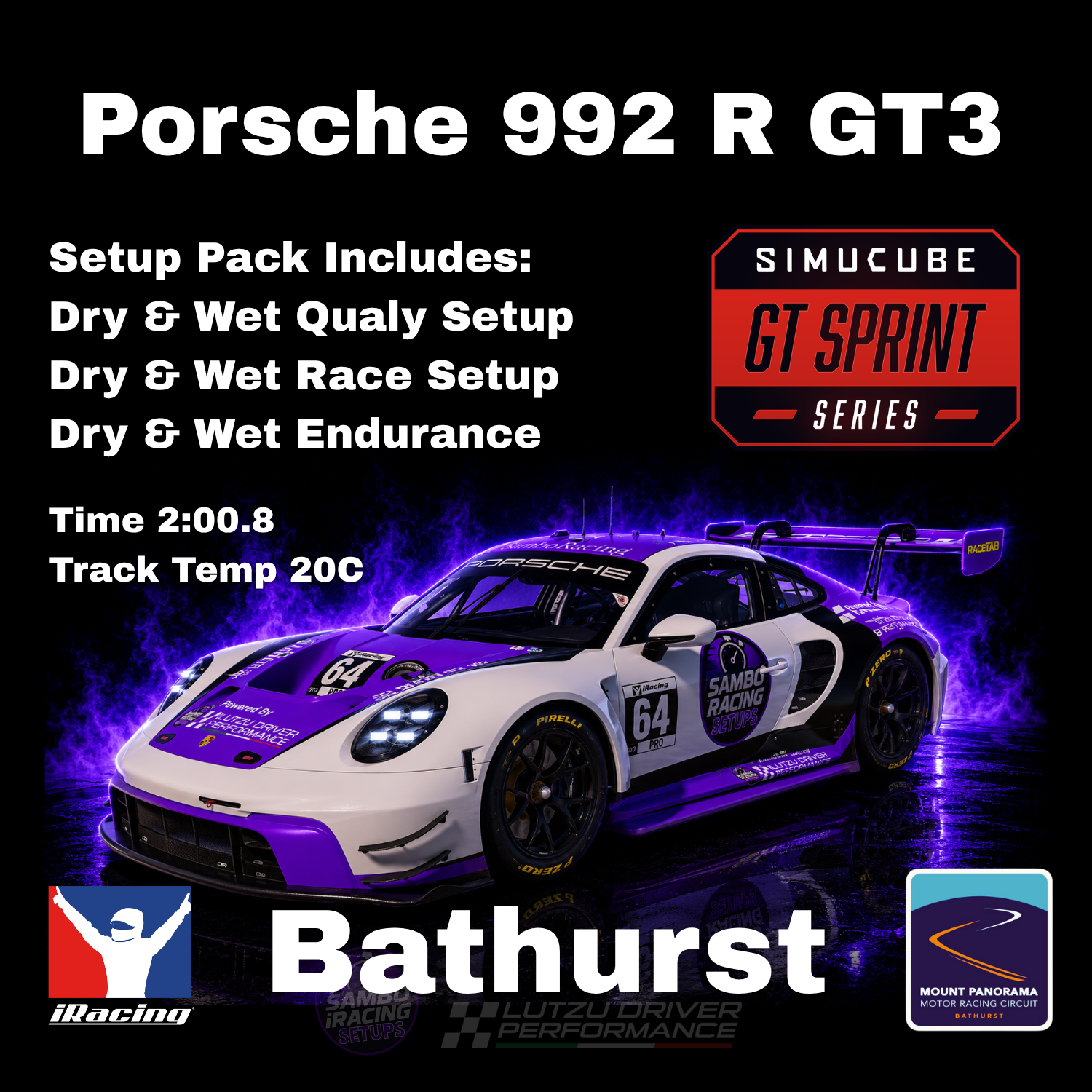 Porsche 992 R GT3 Bathurst GT Sprint iRacing Setups