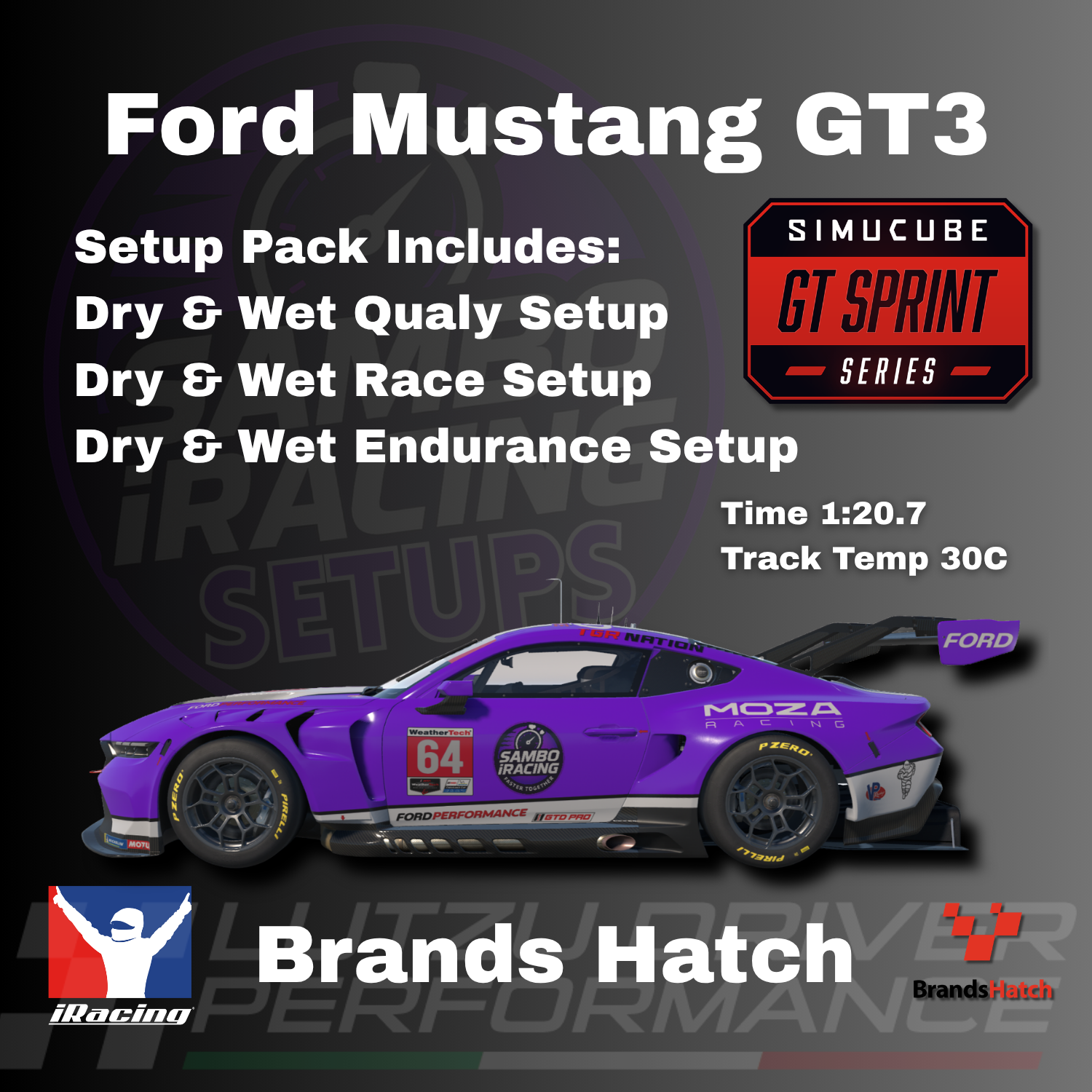 Ford Mustang GT3 Brands Hatch iRacing Setups