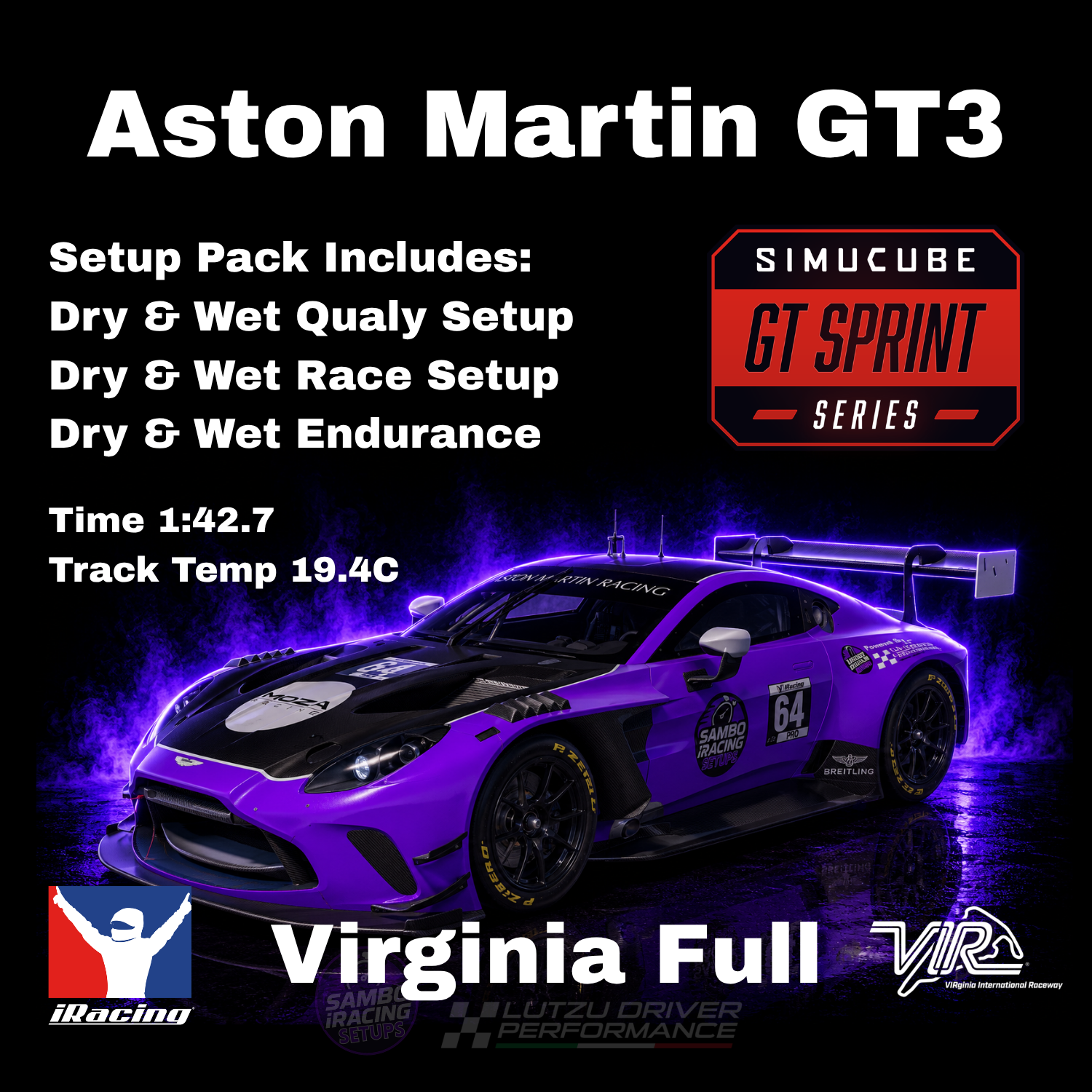 Aston Martin GT3 Virginia Int. Raceway iRacing Setups