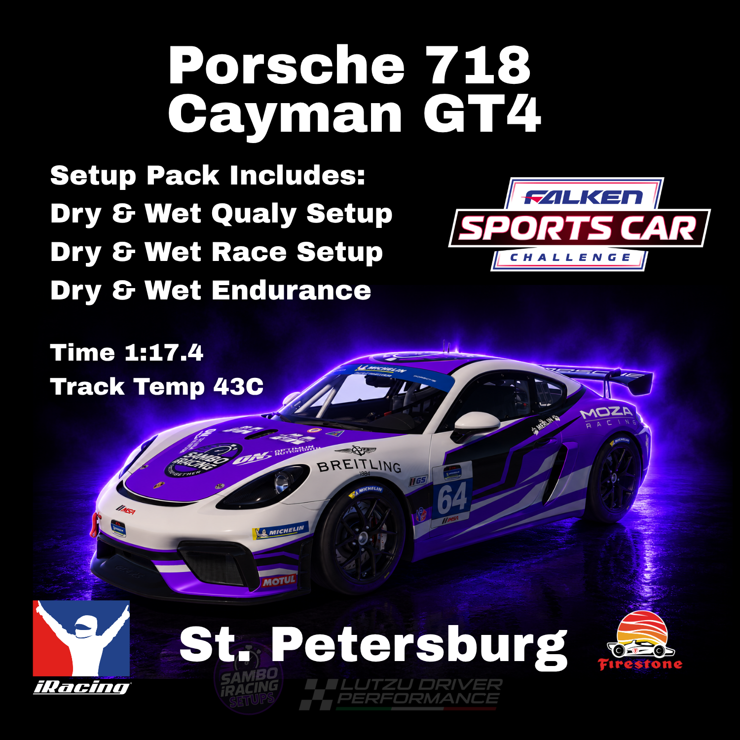 Porsche 718 Cayman GT4 St. Petersburg iRacing Setup