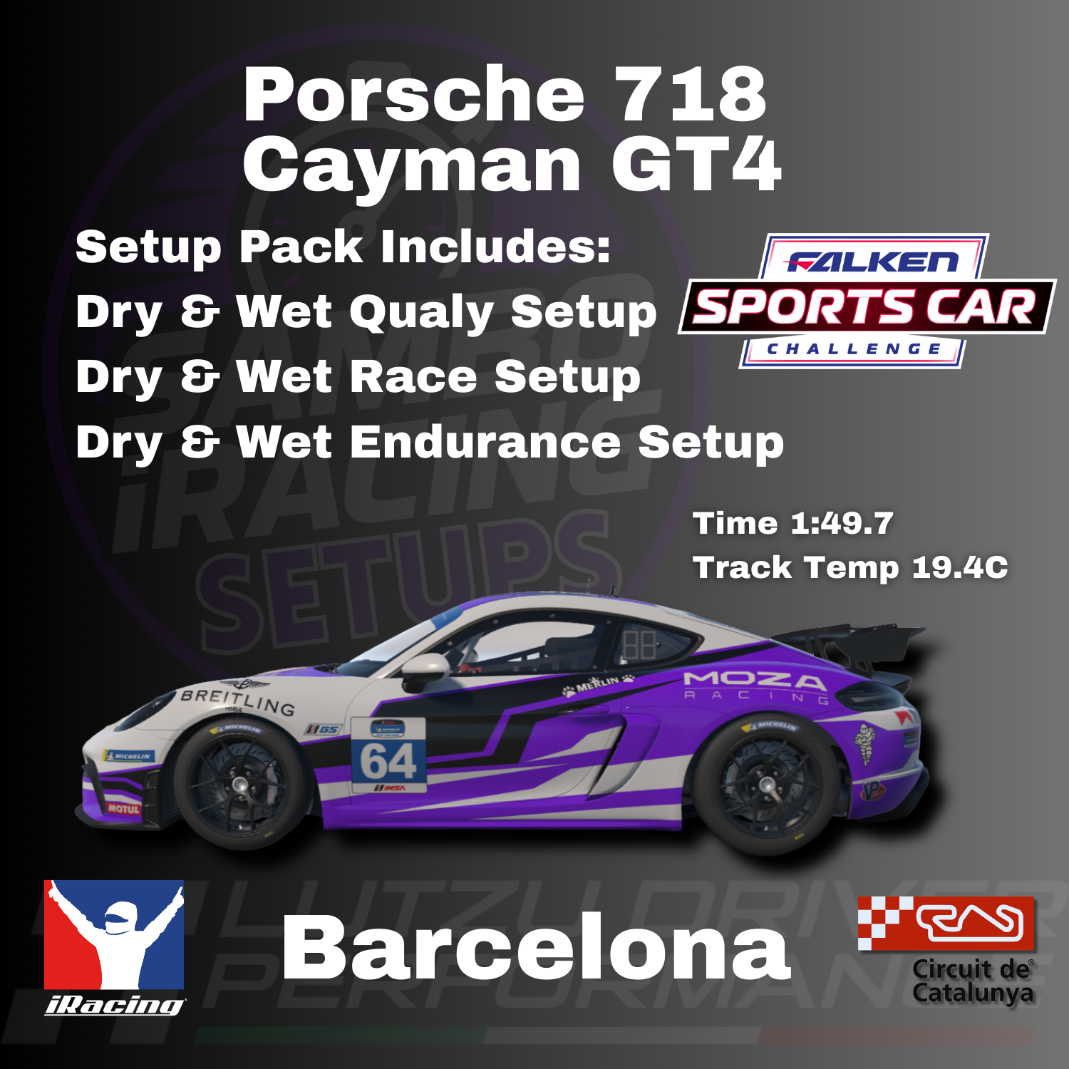 Porsche 718 Cayman GT4 Barcelona iRacing Setup