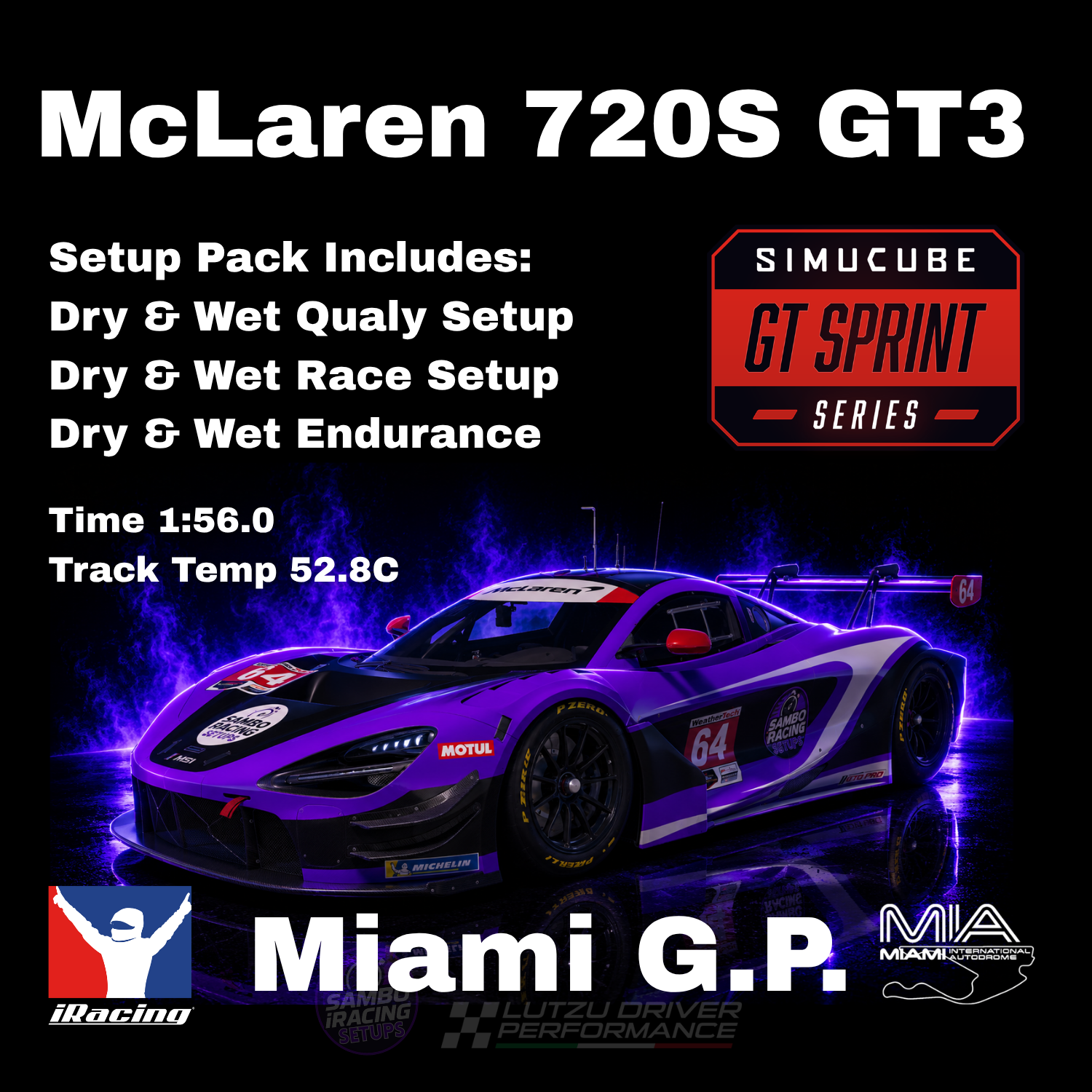 McLaren 720S GT3 Miami G.P. iRacing Setups