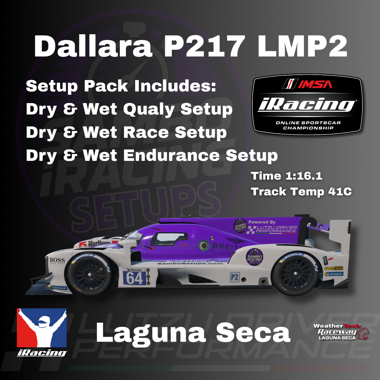 Dallara P217 LMP2 Laguna Seca iRacing Setups