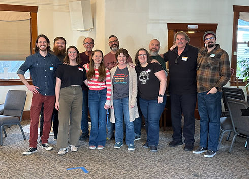 Photo of the Starling members during rehearsal.