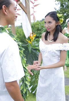sachin and babi light blue dress Hawaiian Wedding Dresses