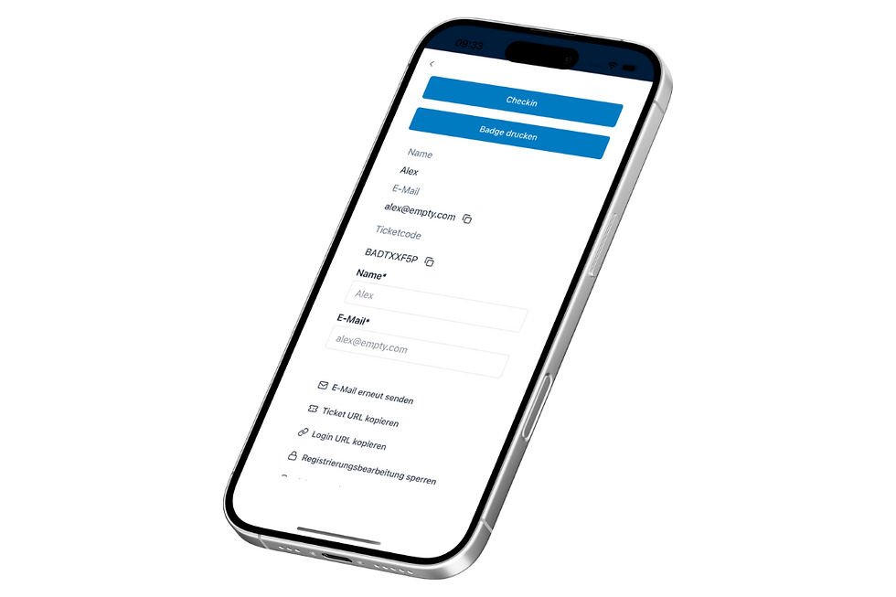 Check-in-Übersicht auf dem Smartphone mit klarer Druck- und Statusanzeige