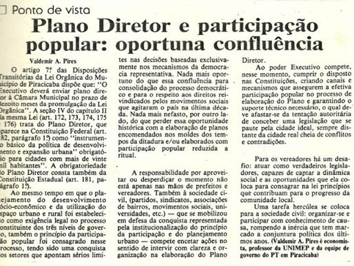 Plano Diretor e participação popular: oportuna confluência