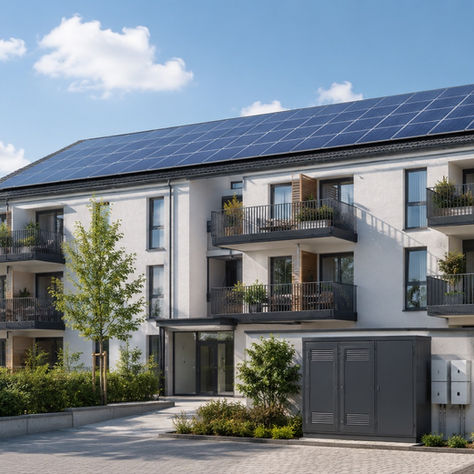 Modernes Mehrfamilienhaus mit PV Anlage