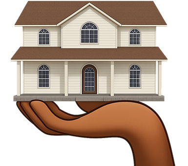 Vendre sa maison sans agence – illustration de maison portée par une main, représentant le coaching immobilier des Belettes