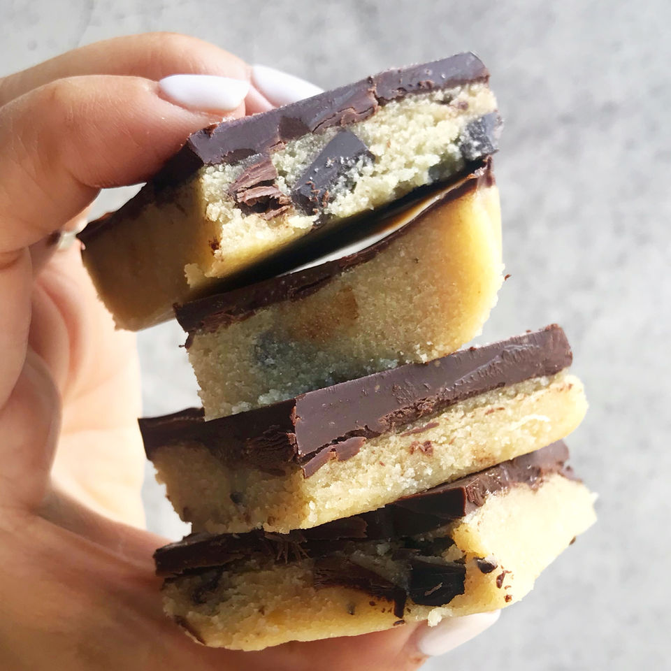 Almond Choco-Chip Cookie Dough Bars 