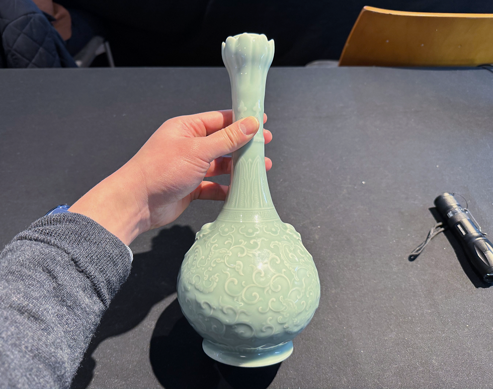 Chinese celadon carved vase from the Yongzheng period at Bonham's during 2025 March Asia Week New York