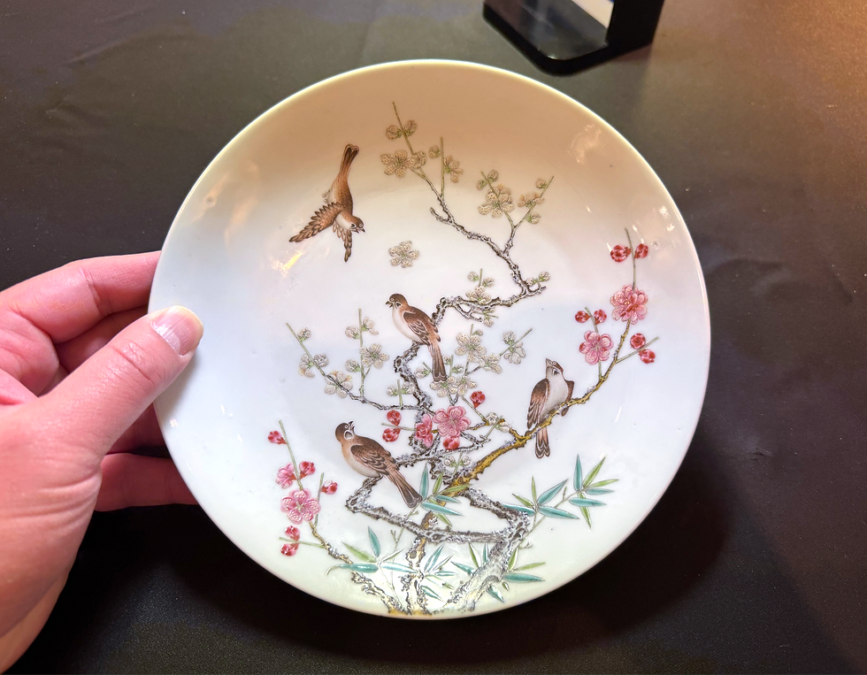 A rare Yongzheng famille rose bird and floral dish from the Palmer Collection at Christie's London during Asian Art in London November 2025