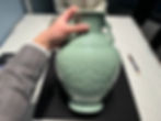 A Chinese Celadon Kui Dragon Vase with Qianlong Mark at Christie's Hong Kong from the Tianminlou Collection