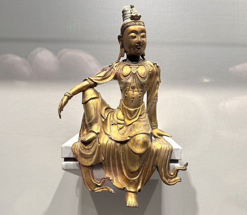 Chinese Yuan Dynasty gilt bronze seated Guanyin from the Avery Brundage Collection at the Asian Art Museum in San Francisco