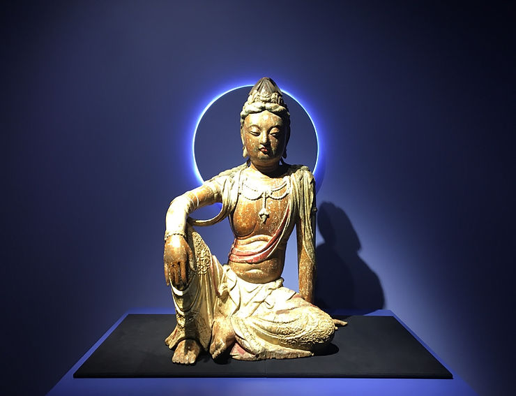 Rare Chinese Polychrome Wood Figure of Water Moon Guanyin, Liao to Jin Dynasty sold at Christie's Hong Kong in 2018