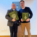 Taking a photo with Chinese art dealer Stuart Marchant at their Centenary Exhibition during Asia Week in London, November 2025.