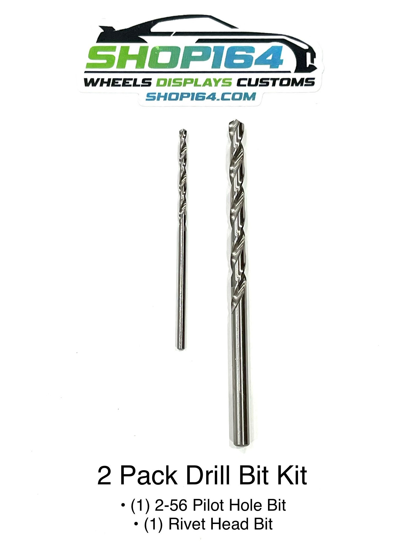 2 Pack (1) 2-56 Pilot Hole Bit + (1) 9/64 Rivet Head Removal Bit
