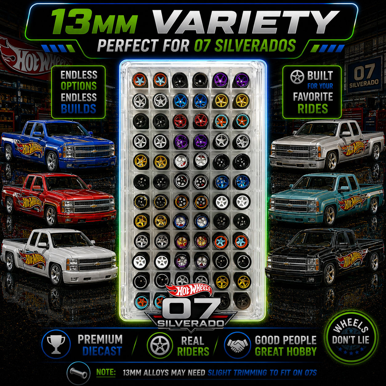 5x Sets 07 Silverado Variety Mix 13mm • No Mods Required