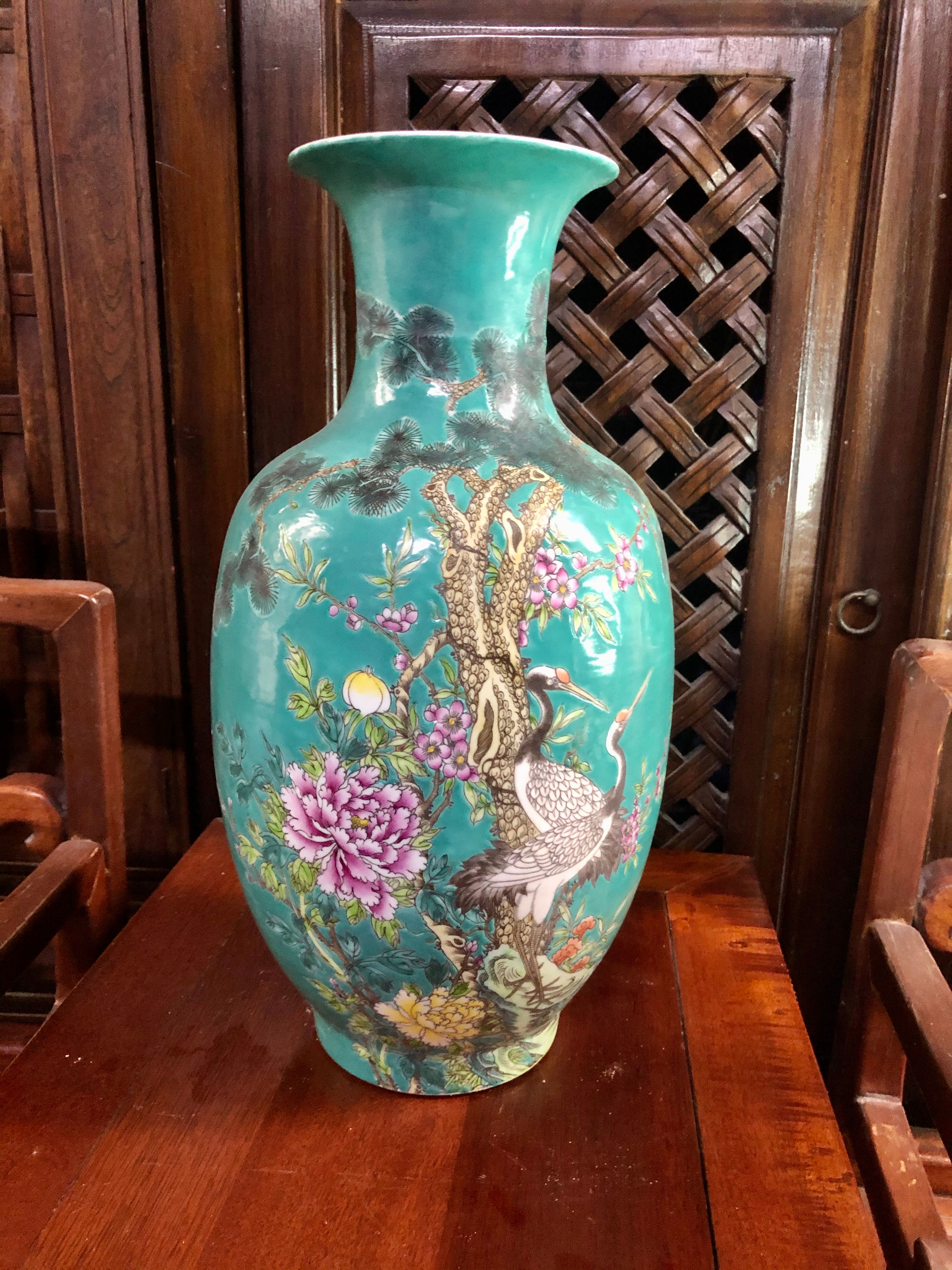 Handpainted Phoenix x Peony vase