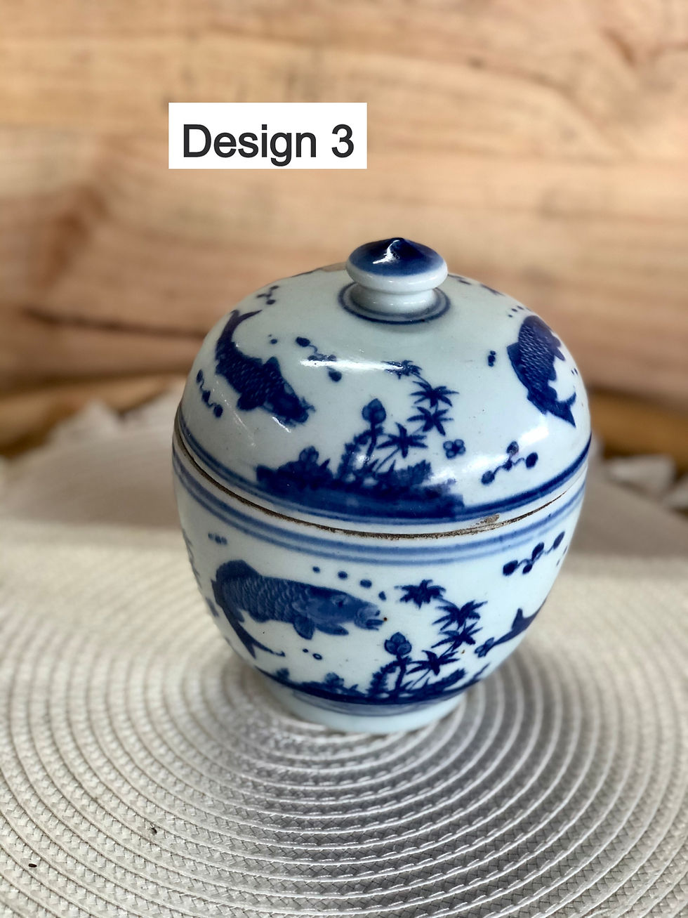 Thumbnail: Blue and white x inspired antique container with lid