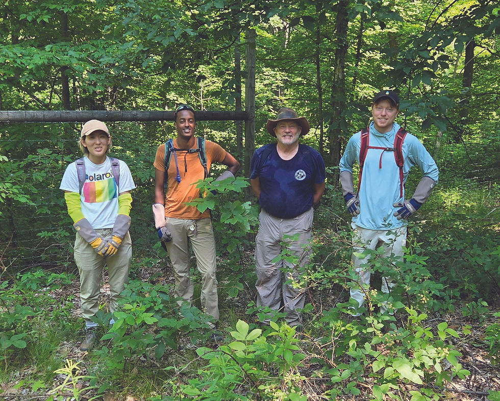 L to R: Interns Allison Borkenhagen, Itai Kamil and Henry Donat with their supervisor Rich Rockwell (in the navy shirt).