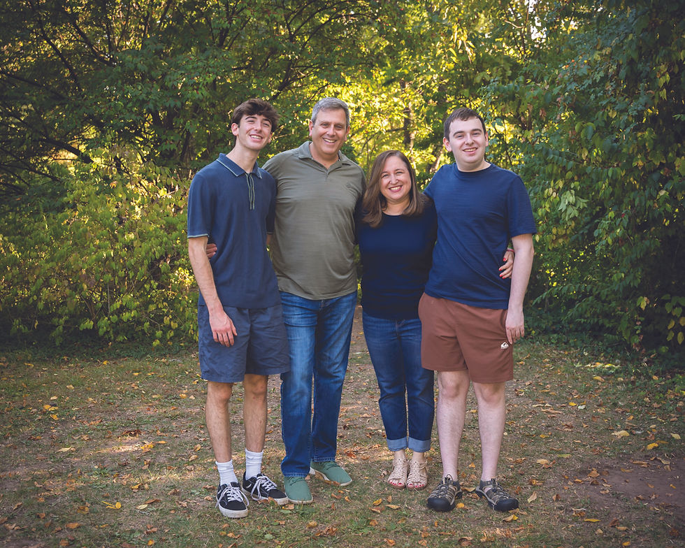 Michele Richman with (L to R) Eli, husband David and Max. Photo by Joy Yagid.
