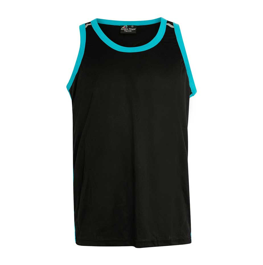 CAMISETA SPRINT Acqua Royal — Negro / Cian, vista frontal