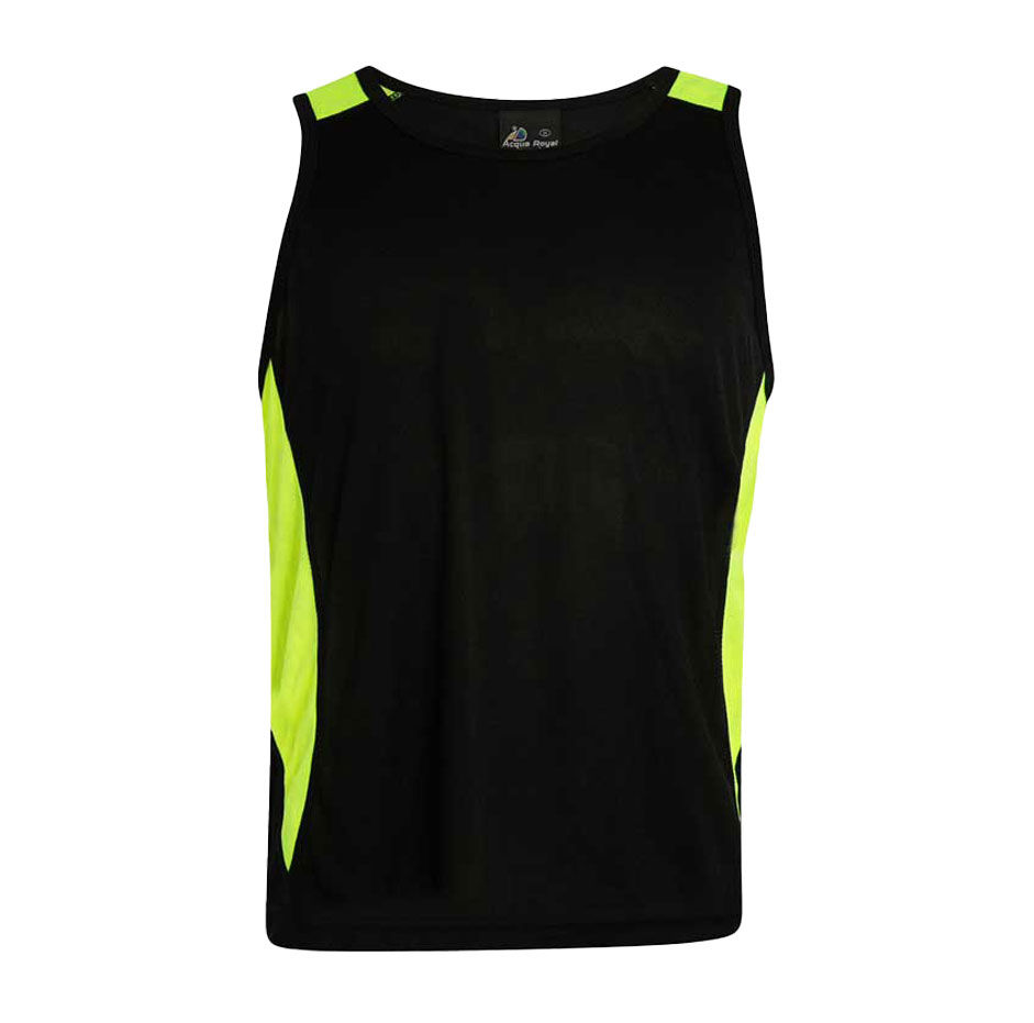 CAMISETA TIRANTES SPEED Acqua Royal — Negro / Amarillo Fluor, vista frontal