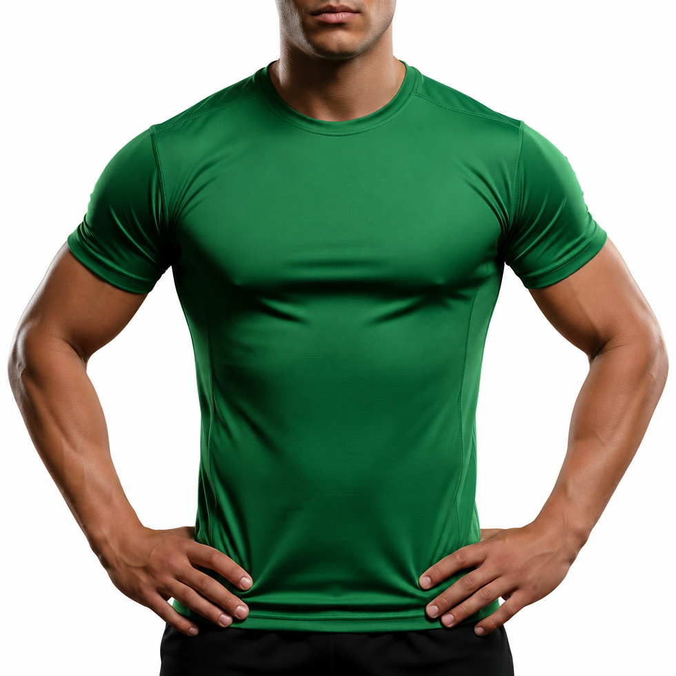 Modelo con camiseta imola verde, vista frontal