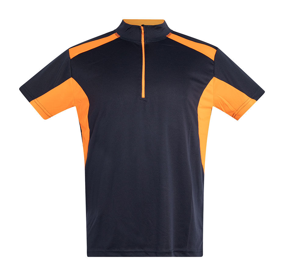 CAMISETA TÉCNICA CROSS CREMALLERA Acqua Royal — Marino / Naranja Fluor, vista frontal