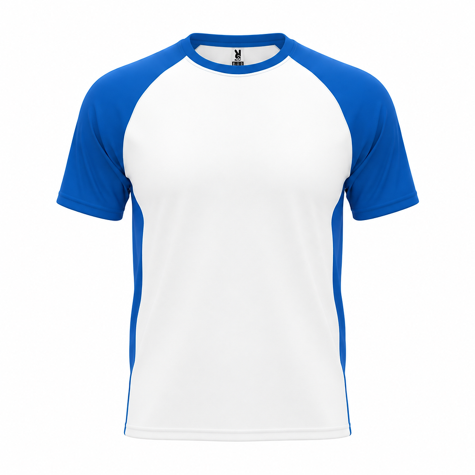 Camiseta bugatti blanca con mangas azules, vista frontal