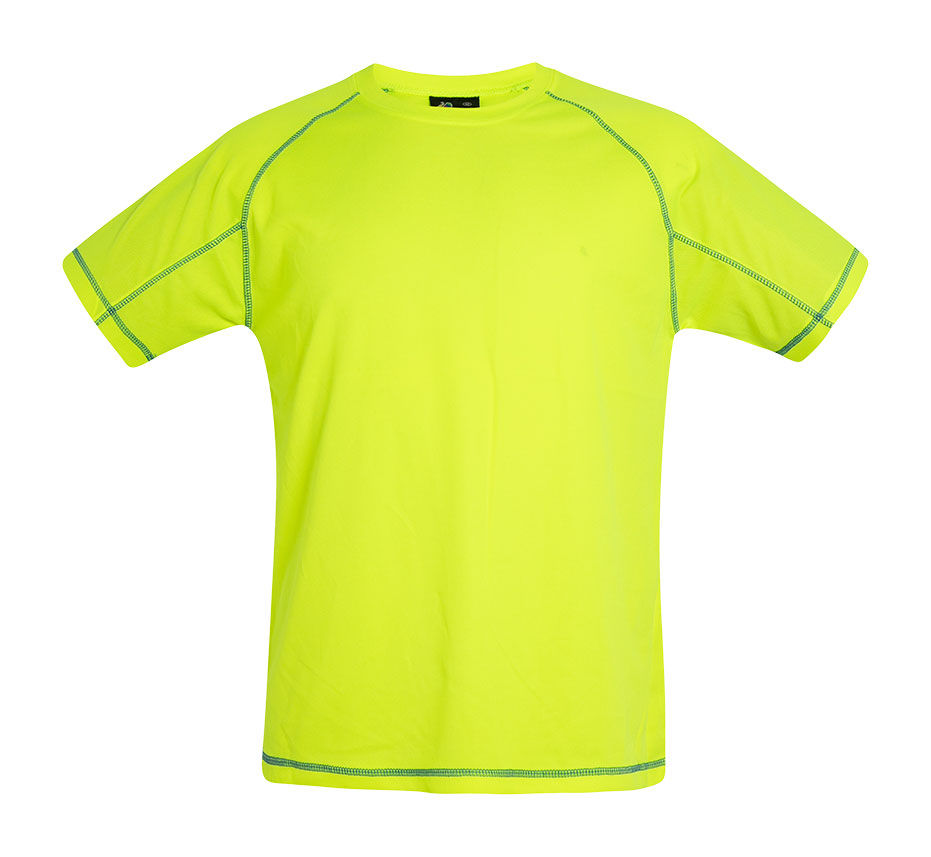 CAMISETA GOLF Acqua Royal — Amarillo Fluor / Costura Royal, vista frontal