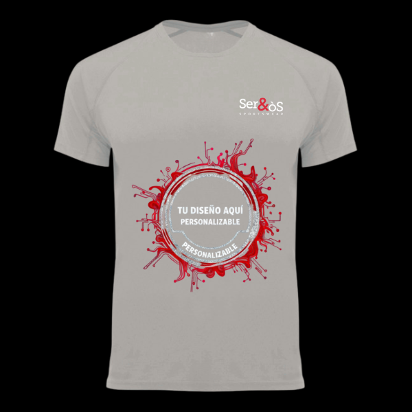 Camiseta bahrain gris claro de manga corta con ejemplo de diseño personalizado, vista frontal