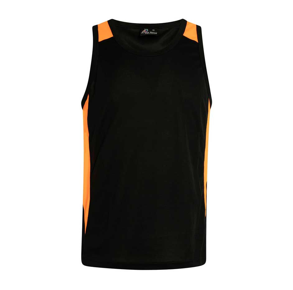 CAMISETA TIRANTES SPEED Acqua Royal — Negro / Naranja Fluor, vista frontal