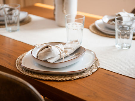 detail shot of dining table setting