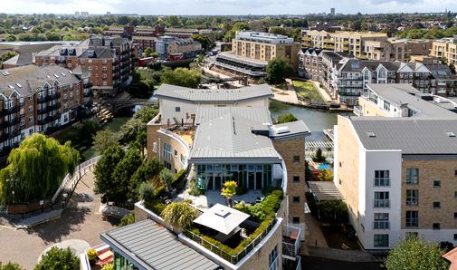 drone shots of brentford, London
