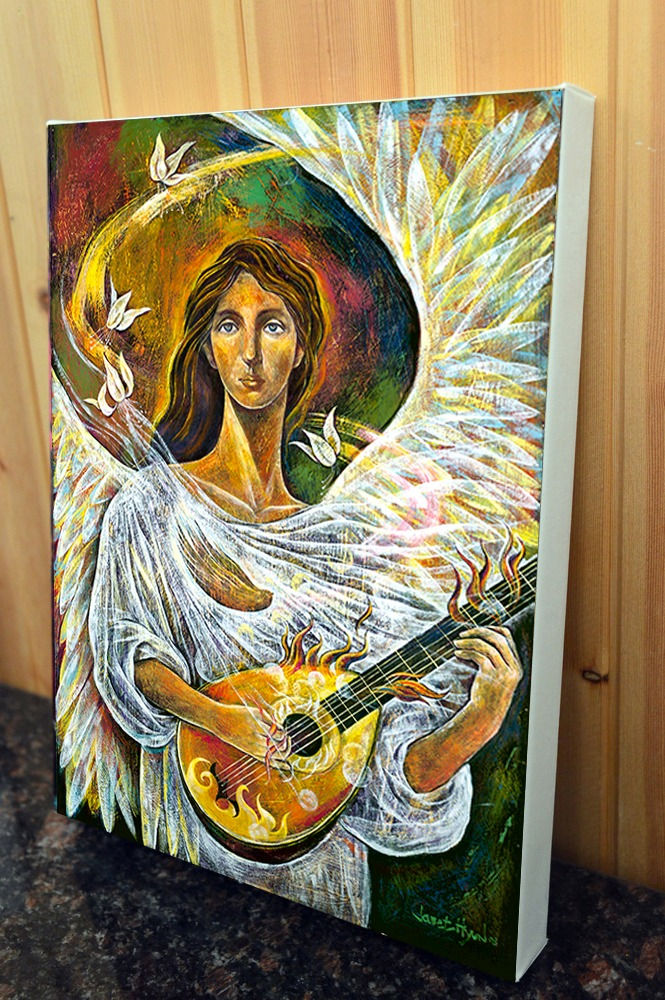 섬네일: Close-up of The Calling canvas print, highlighting the fire and music of destiny.