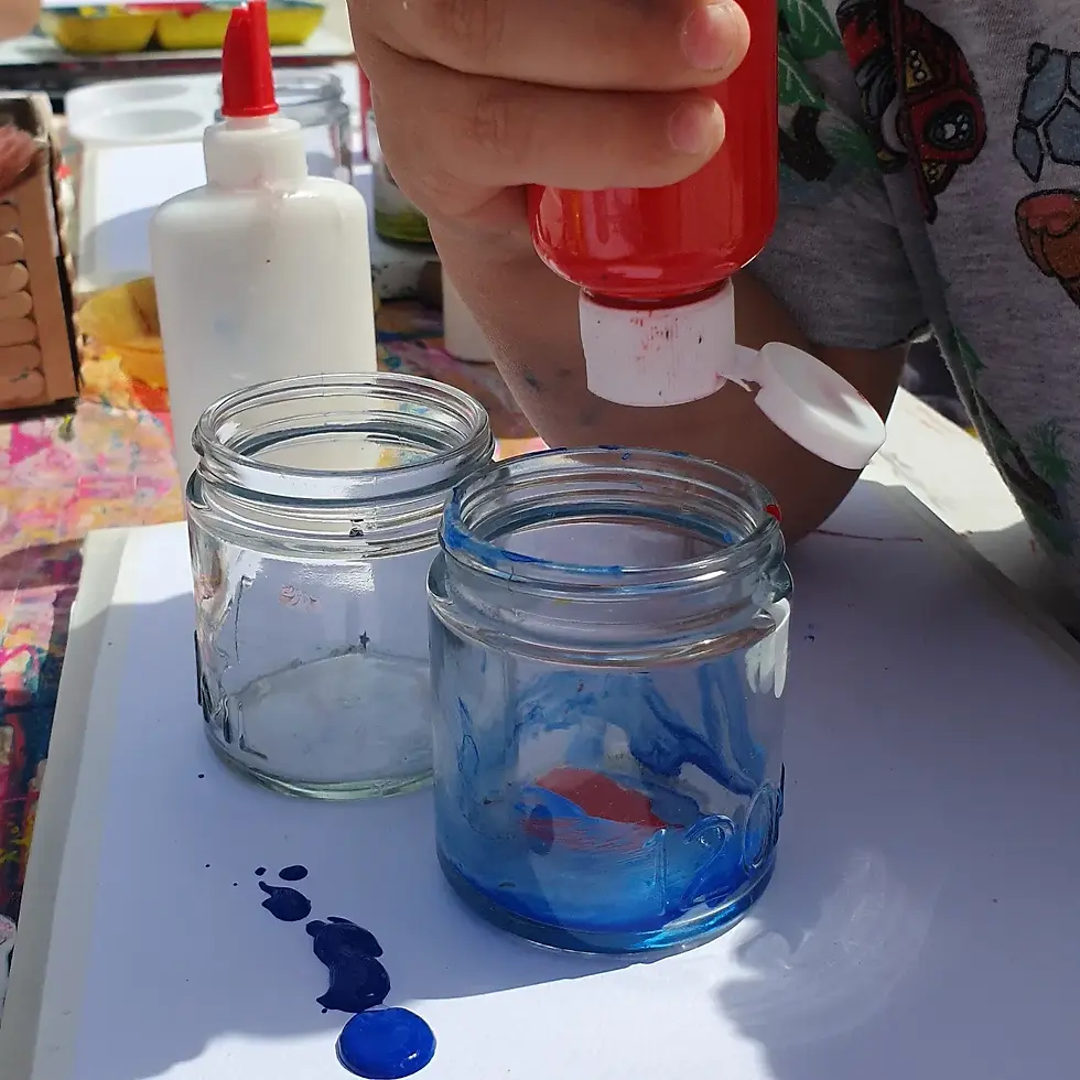 mixing paint in jars
