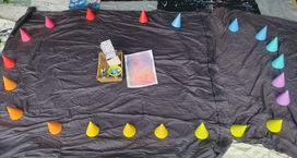 party hats in a circle ready to be decorated