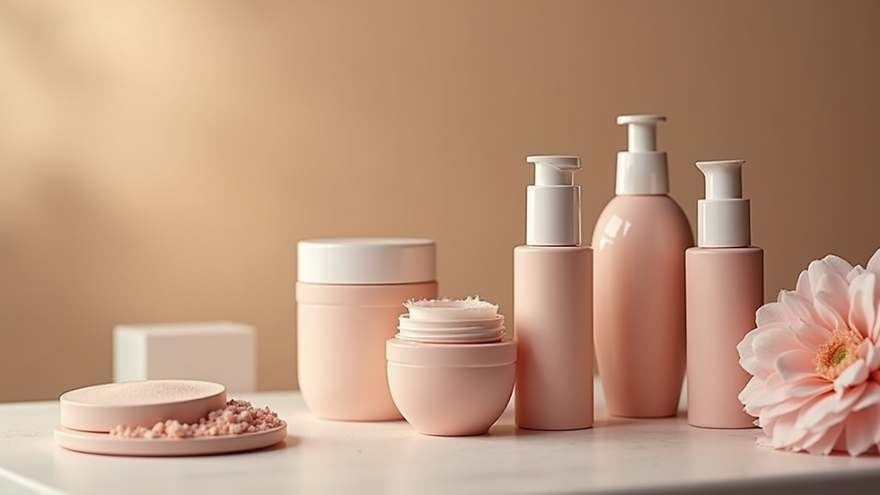 Close-up view of a selection of affordable beauty products