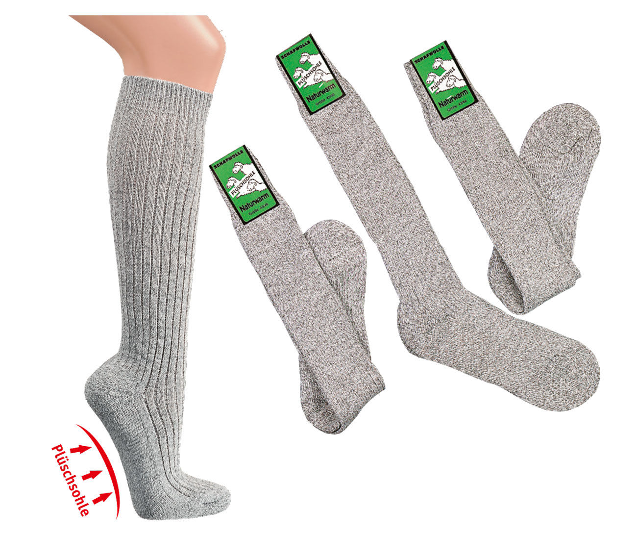 Kniestrümpfe mit Wolle * 3er-Bündel